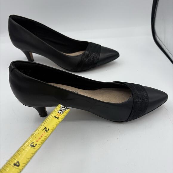 Clarks Collection Heels Womens 7.5 M Linvale Madie Pumps Pointed Toe Black - Picture 6 of 10